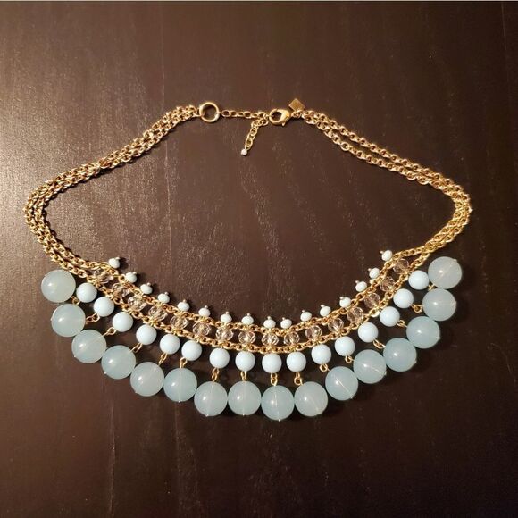 Blue bobble necklace, gold chain - Picture 4 of 7